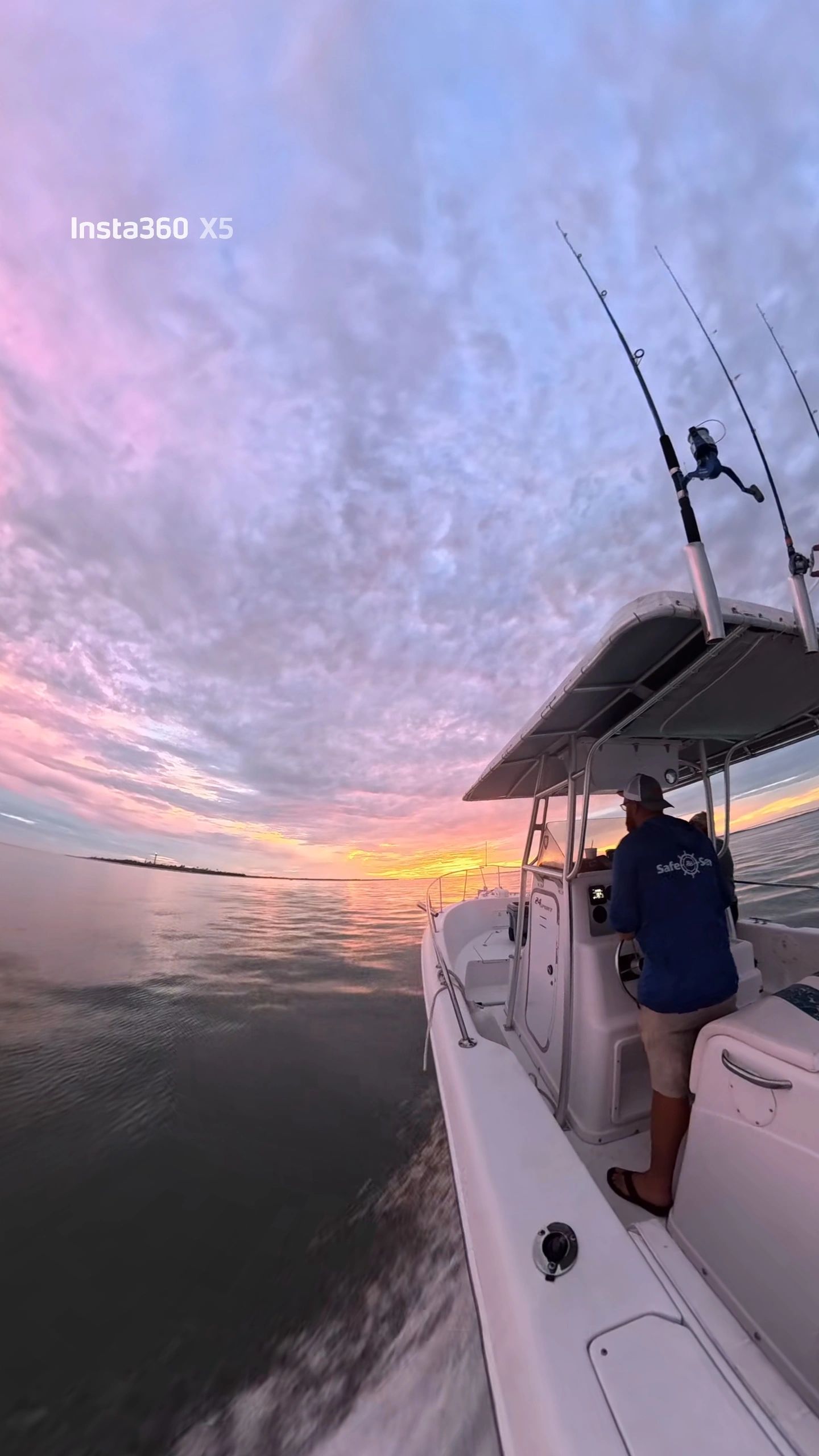 Stunning sunset from a boat on the ocean