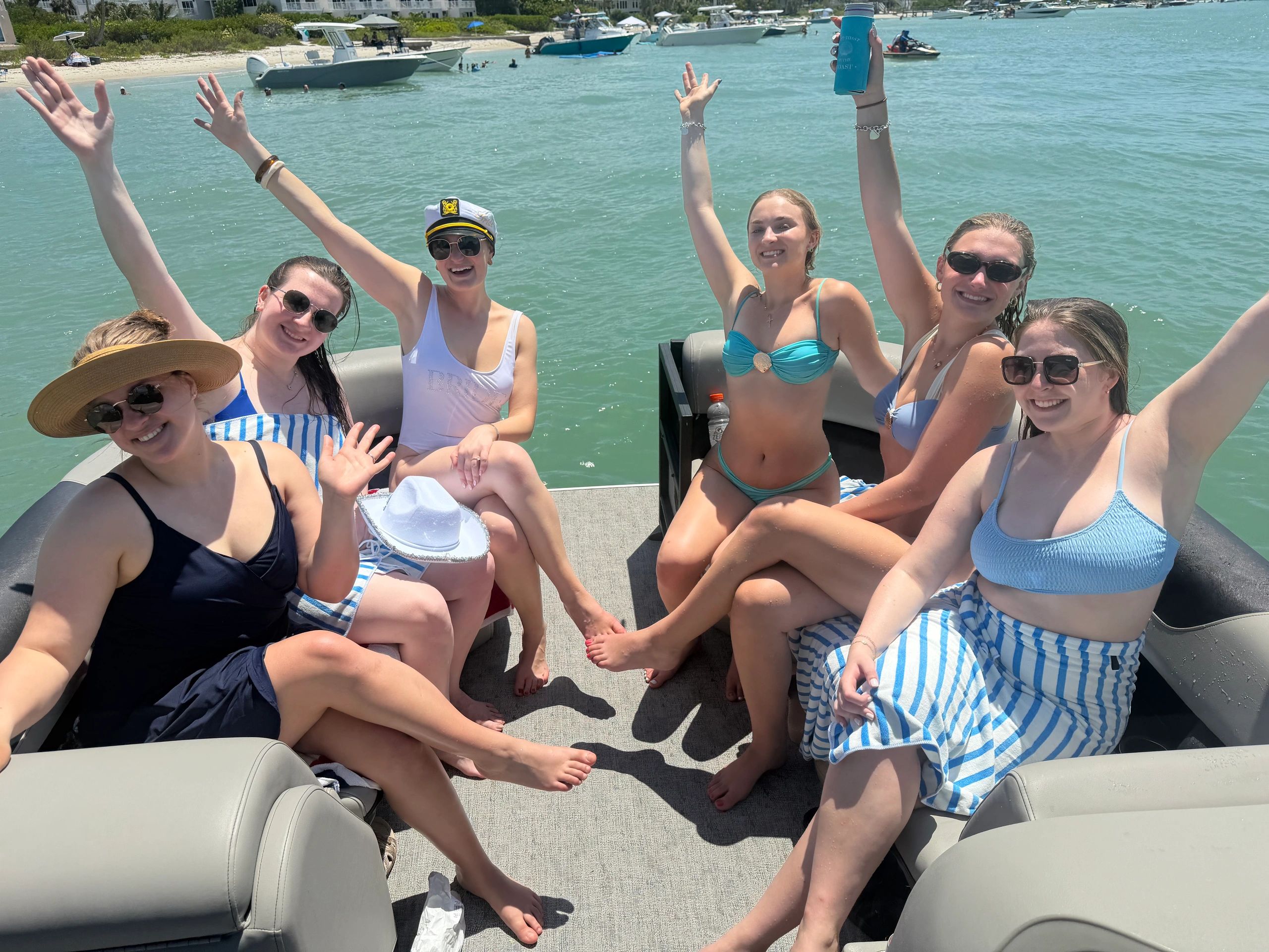 Group celebrating on a boat party
